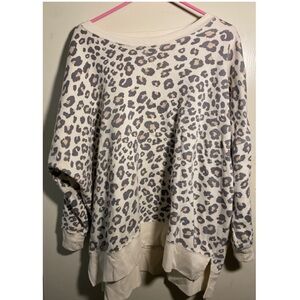 leopard print oversized crewneck sweater
